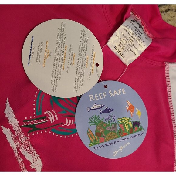 NEW SunBusters Girl's 8-10 Rash Guard Swimwear Shirt Short Sleeve UPF50 Koala - Picture 6 of 11